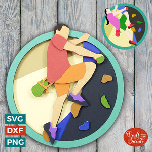 Indoor Rock Climbing SVG | Male & Female Bouldering Cut Files