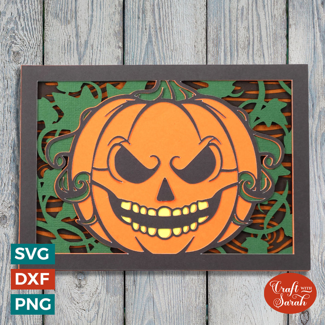 Jack O Lantern Card SVG | Layered Halloween Pumpkin Greetings Card