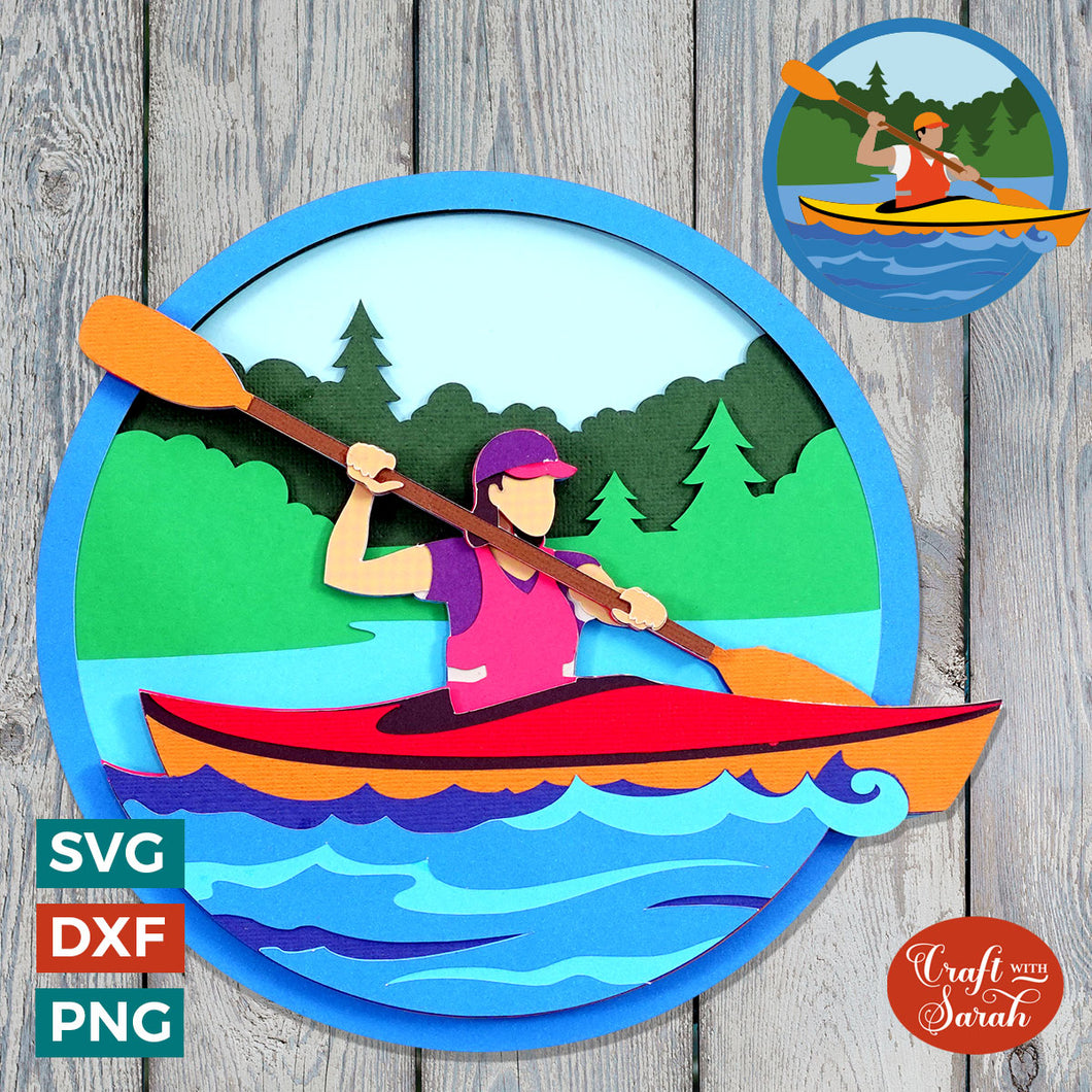 Kayaking SVG | Male & Female Paddler Cut Files