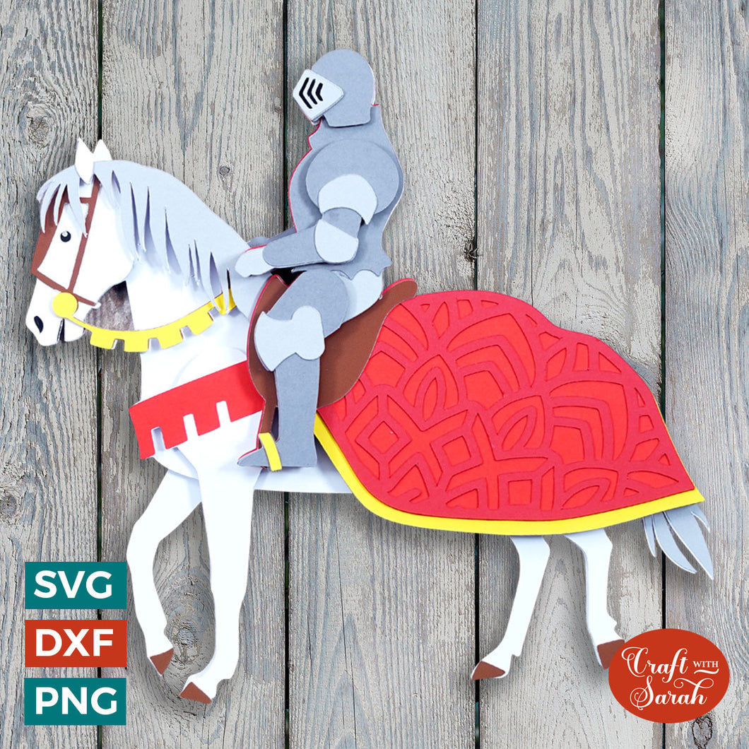 Knight On Horse SVG | 3D Layered Horseman Cutting File