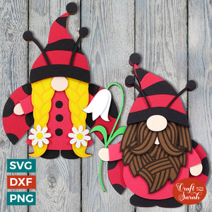 Ladybug Gnomes | Layered Male and Female Ladybug Gnome SVGs