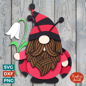 Ladybug Gnome SVG | Layered Male Ladybug Gnome Cut File