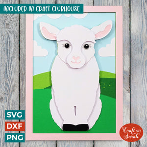 Spring Lamb Card SVG | Easter Lamb Greetings Card Cutting File