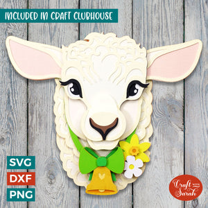 Lamb Head SVG | Layered Easter Lamb Cutting File