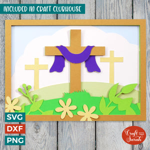 Landscape Crosses Card SVG | Easter Greetings Card Cutting File