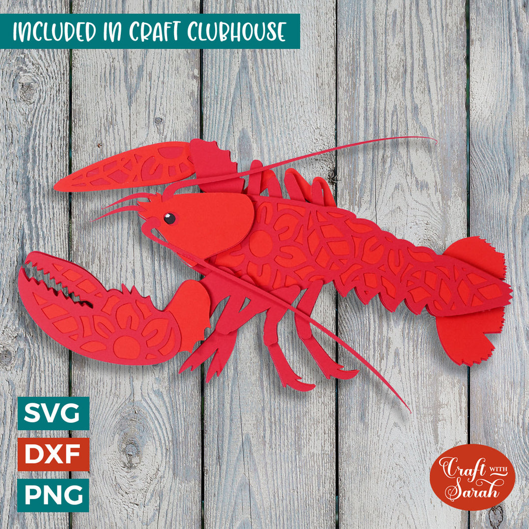 Lobster SVG | 3D Layered Crustacean Lobster Cutting File