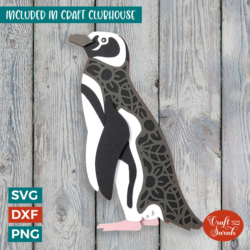 Magellanic Penguin SVG | 3D Layered Penguin Cutting File