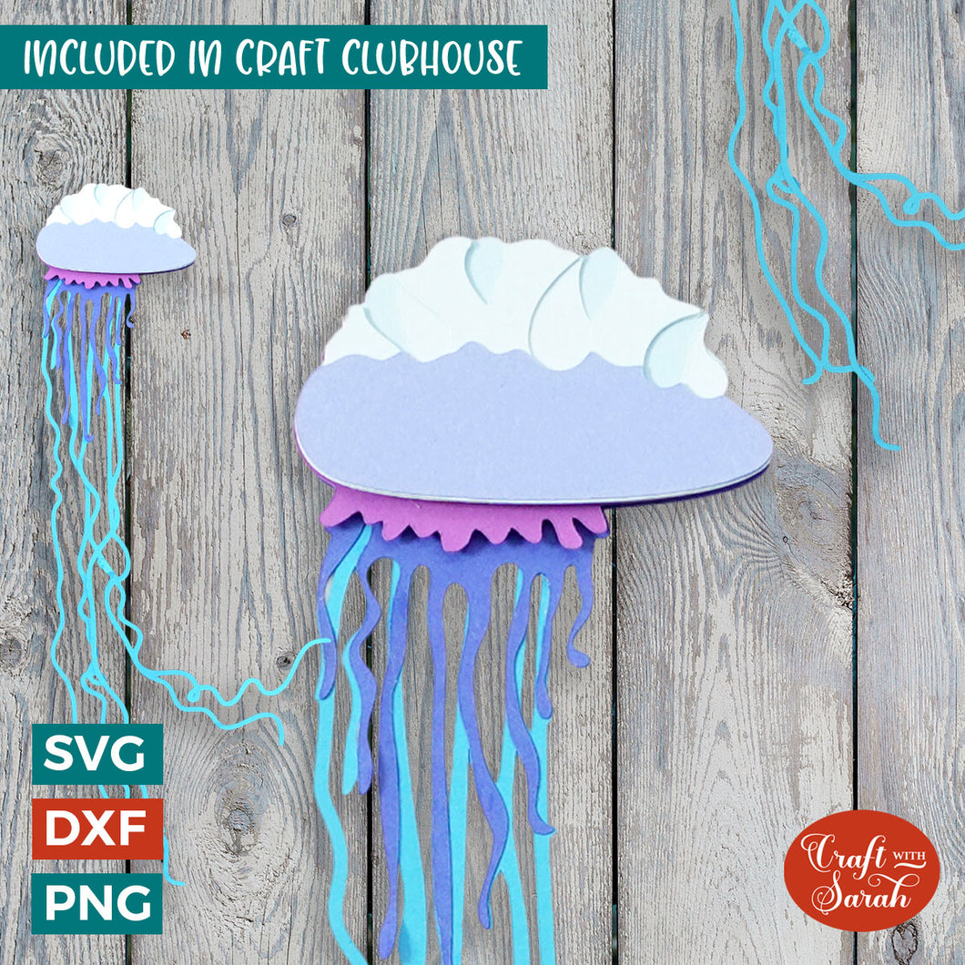 Man-O-War Jellyfish SVG | 3D Layered Ocean Animal Cutting File
