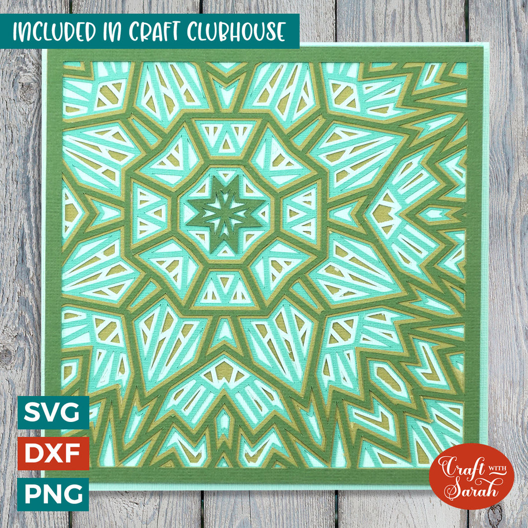 Mandala Card SVG | Layered Mandala Greetings Card Cutting File