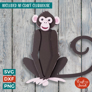 Monkey SVG | 3D Layered Sitting Monkey Cutting File