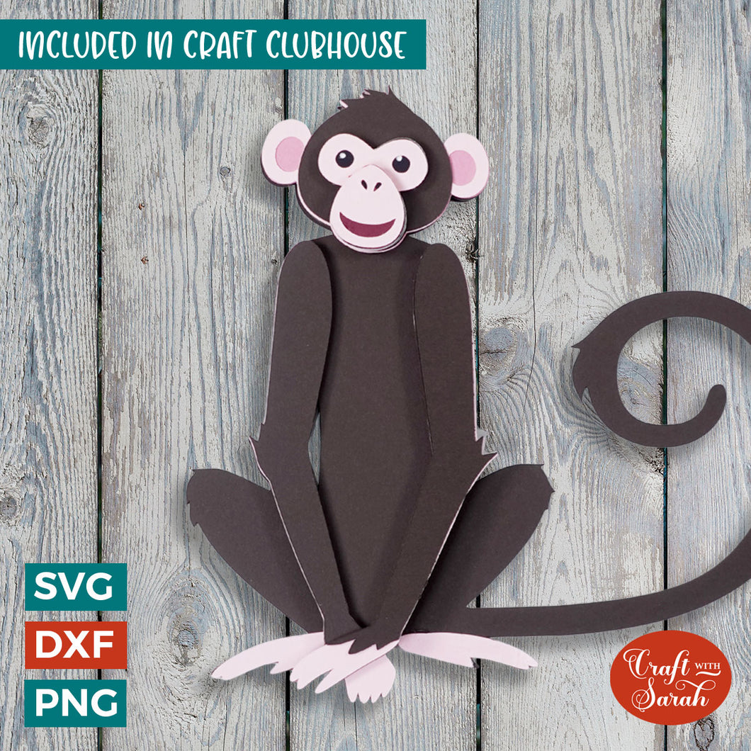 Monkey SVG | 3D Layered Sitting Monkey Cutting File
