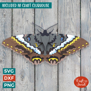 Black Witch Moth SVG | 3D Layered Black Witch Moth Insect Cutting File