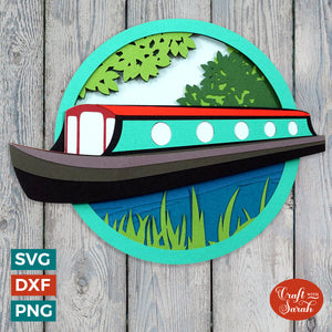 Narrowboat SVG | 3D Layered Canal Boat Cutting Files