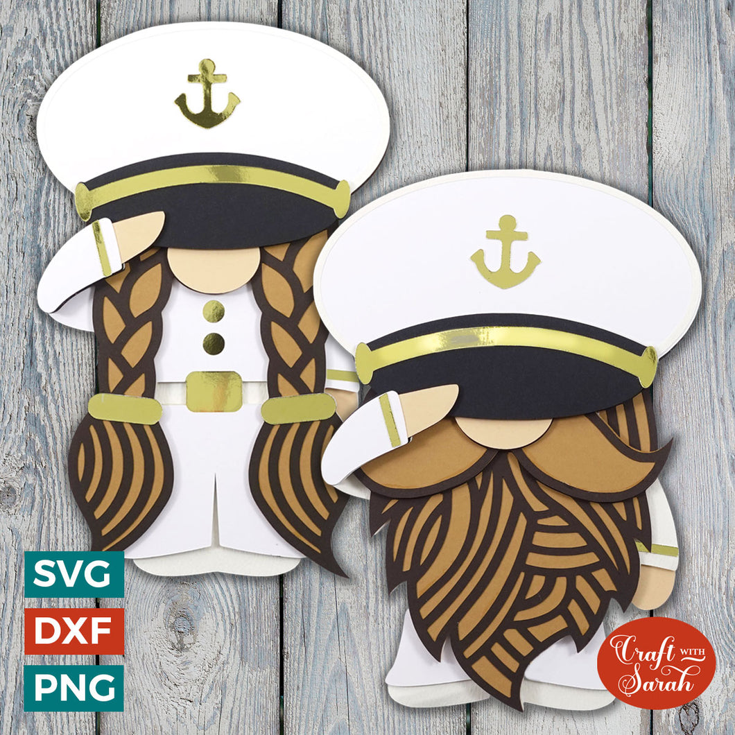 Formal Navy Gnomes in Uniform | 3D Layered Military Gnomes