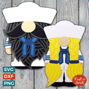 Navy Sailor Gnomes | 3D Male & Female Navy Gnome SVGs