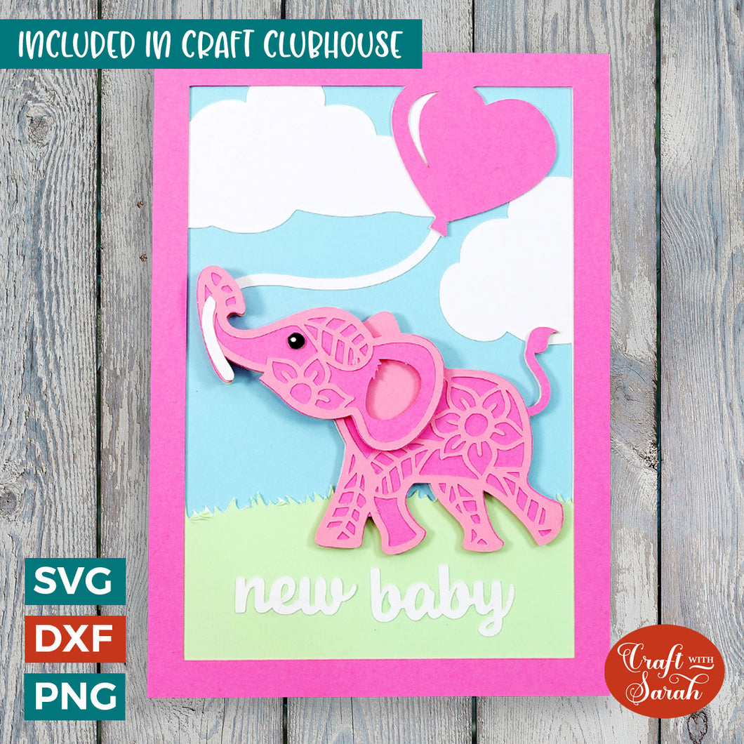 New Baby Elephant Card | Layered New Baby Greetings Card