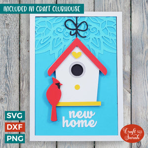 New Home Greetings Card | Layered New Home Birdhouse Card