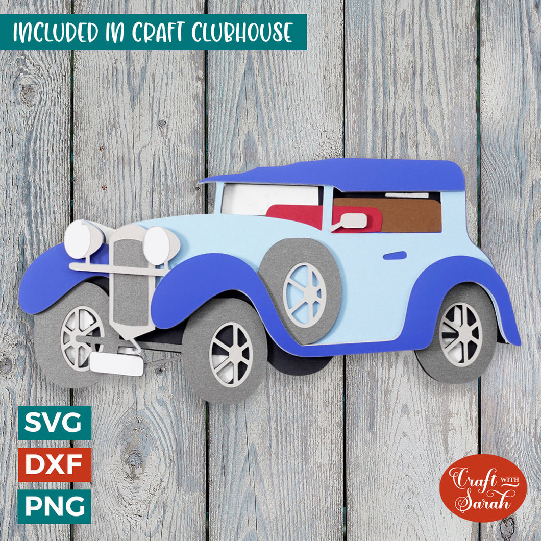 Old Fashioned Car SVG | 3D Layered Vintage Car Cutting File