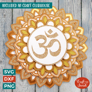 Om Symbol SVG | Layered Om Symbol with Mandala Cutting File