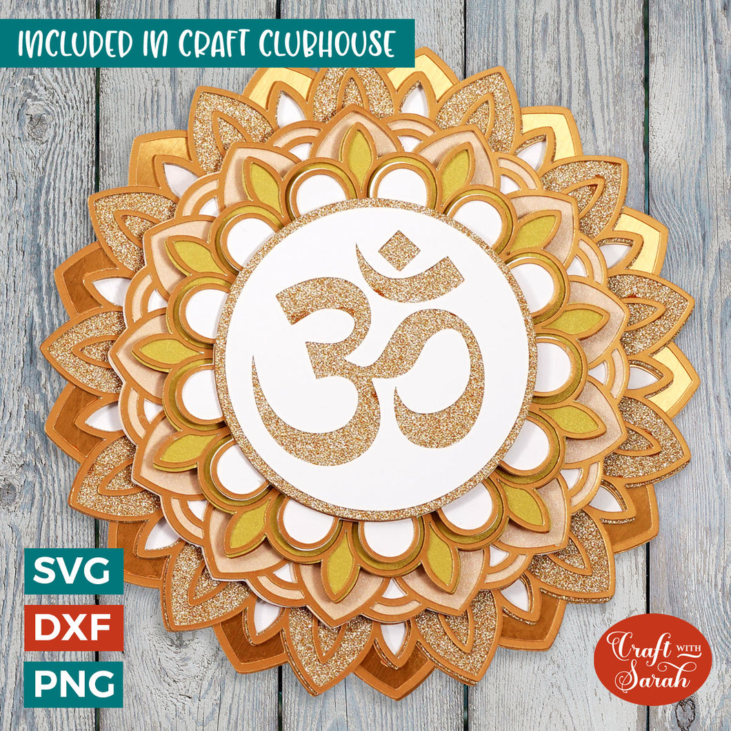 Om Symbol SVG | Layered Om Symbol with Mandala Cutting File