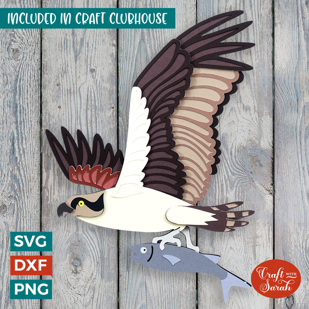 Osprey SVG | 3D Layered Osprey With Fish Cutting File