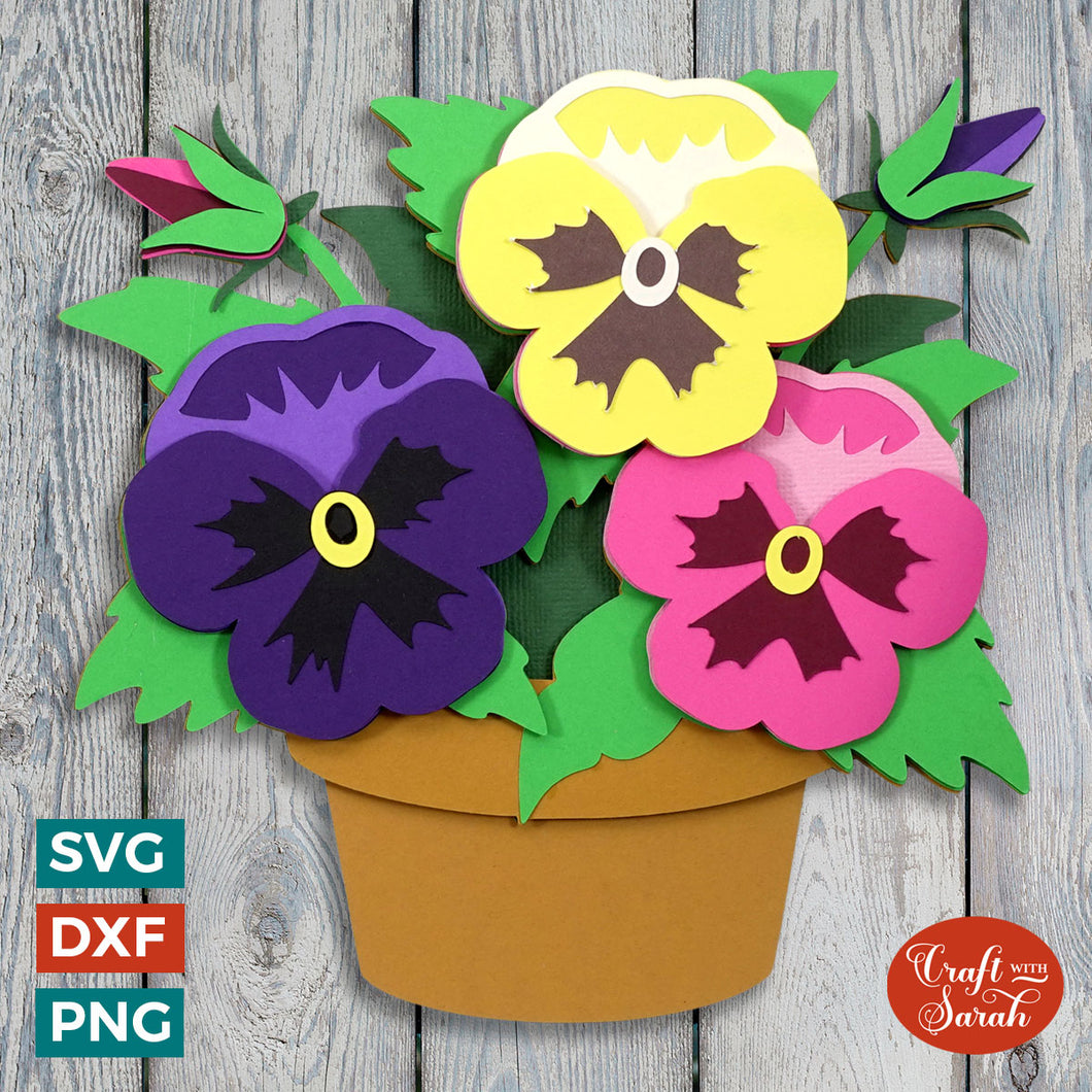 Pansies SVG | Layered Pansy Flower Cut Files