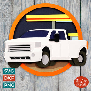 Pickup Truck SVG | 3D Layered Vehicle Truck Cutting Files