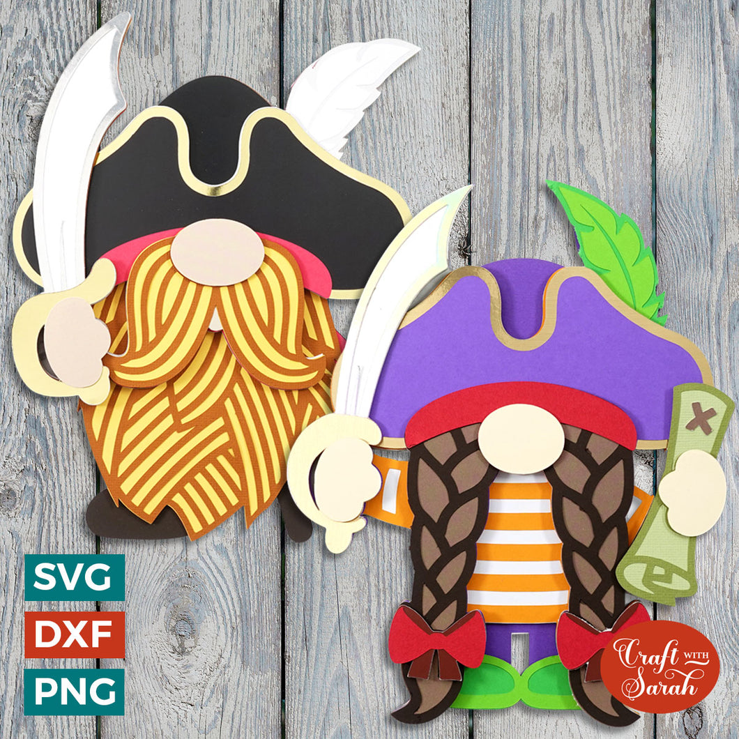 Pirate Gnomes | Layered Male and Female Pirate Gnome SVGs