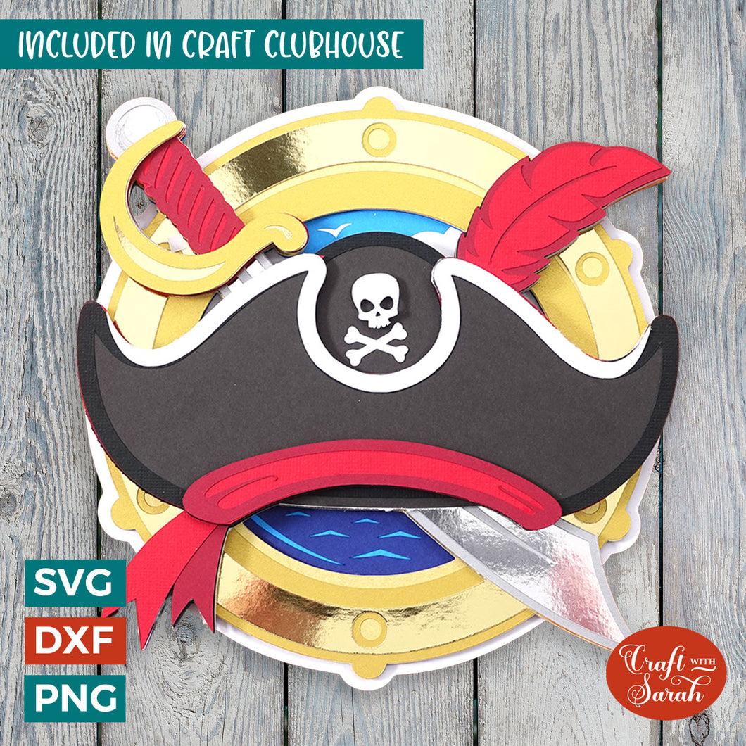Pirate Hat & Cutlass SVG | 3D Layered Pirate Cutting File