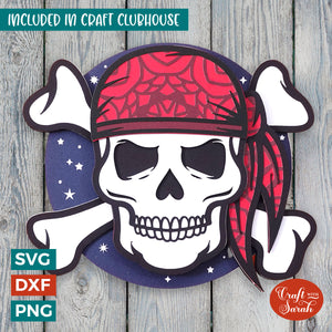Pirate Skull and Crossbones SVG | 3D Layered Pirate Cutting File