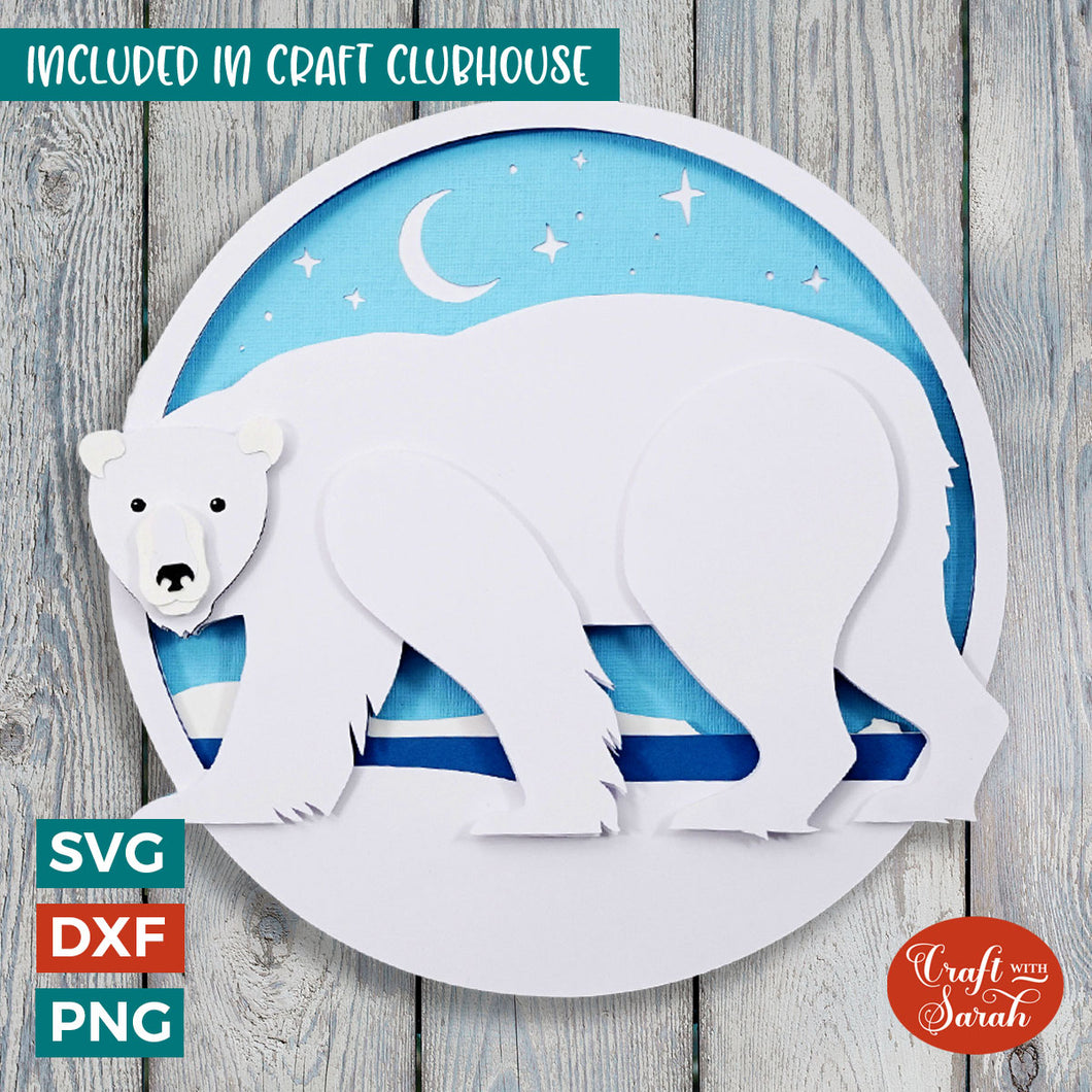 Polar Bear SVG | 3D Layered Polar Bear in the Wild Cutting File