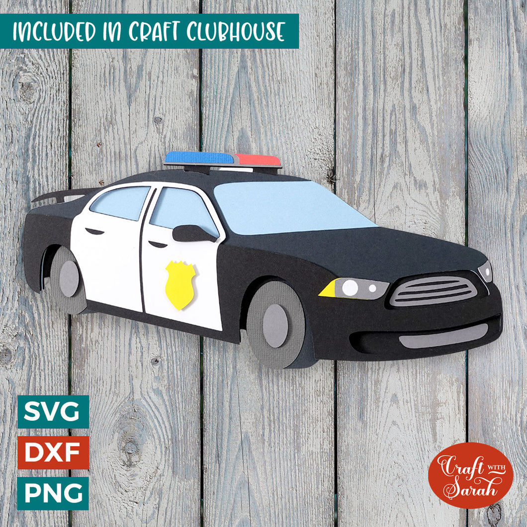 Police Car SVG | 3D Layered Cop Car Cutting File