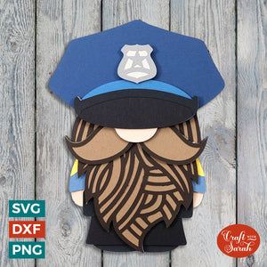 Police Gnome SVG | Layered Male USA Cop Gnome Cutting File
