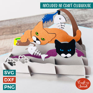 Cats Popout Card SVG Cut File