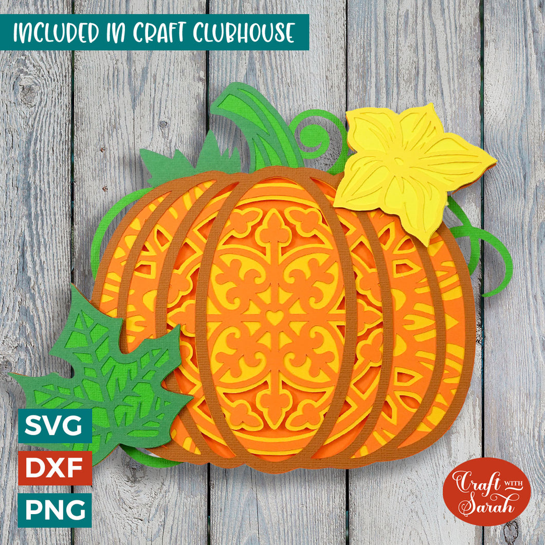 Pumpkin Mandala SVG | 3D Layered Halloween Pumpkin Cutting File