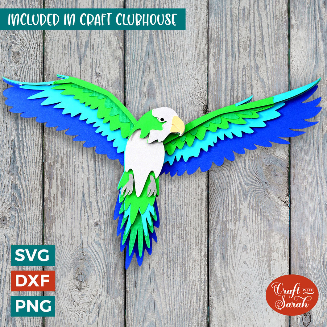 Quaker Parrot SVG | 3D Layered Monk Parakeet Cutting File