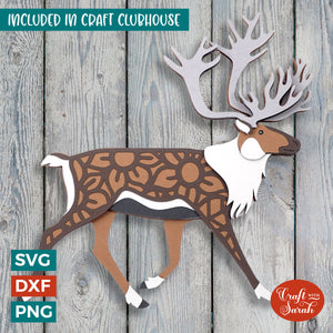 Reindeer SVG | 3D Layered Arctic Reindeer Cutting File