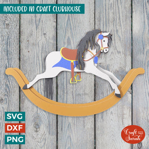 Rocking Horse SVG | 3D Layered Child's Toy Rocking Horse Cutting File