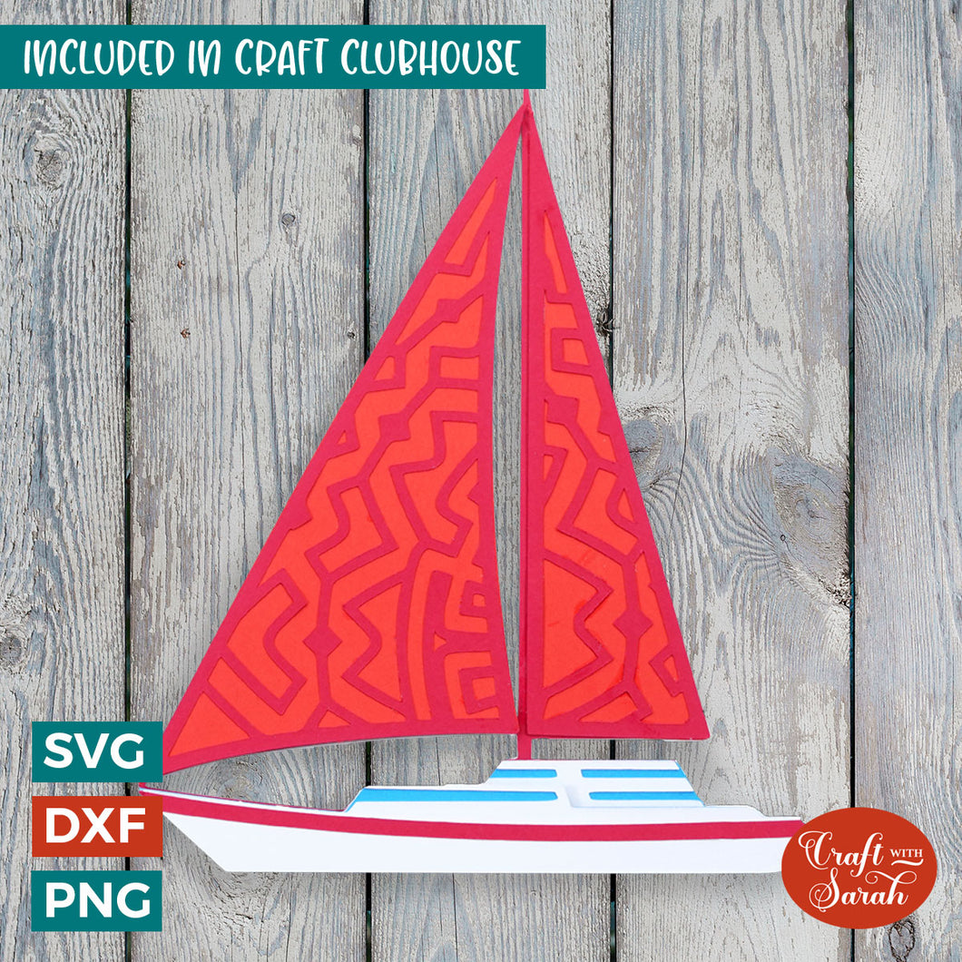 Sail Boat SVG | 3D Layered Sail Boat Cutting File