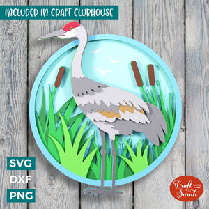 Sandhill Crane SVG | 3D Layered Sandhill Crane Bird Cutting File