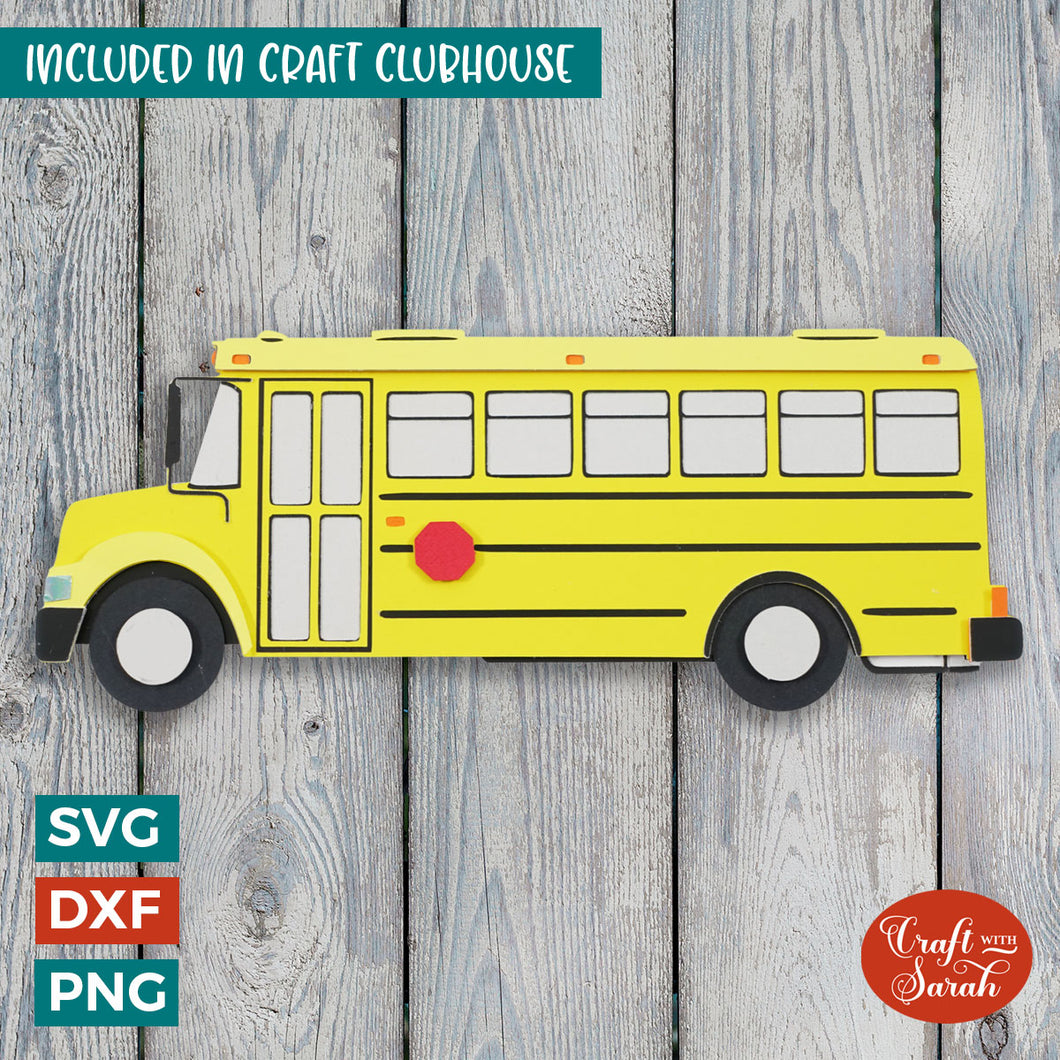 School Bus SVG | Layered Children's School Bus Transport Cutting File