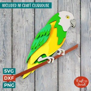 Senegal Parrot SVG | 3D Layered Exotic Bird Cutting File
