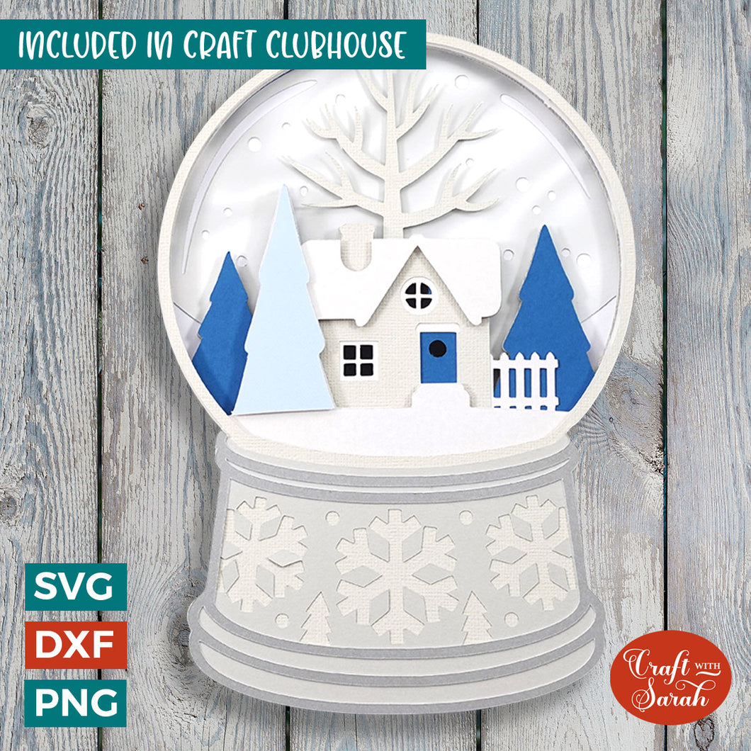 Christmas Snowglobe SVG | 3D Layered Festive Scene Snowglobe Cutting File