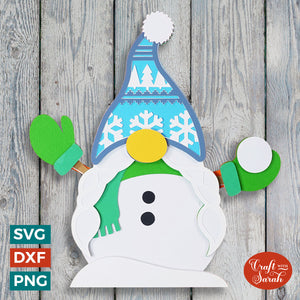 Snowman Gnome SVG | 3D Female Christmas Snowman Gnome Cut File