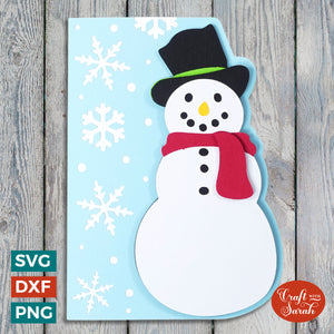 Christmas Snowman Greetings Card SVG | Festive Side-Edge Card