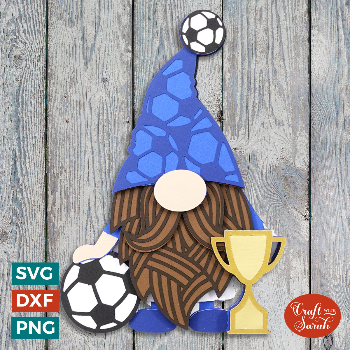 Soccer Gnome SVG | Layered Male Football Gnome Cut File – Craft with Sarah