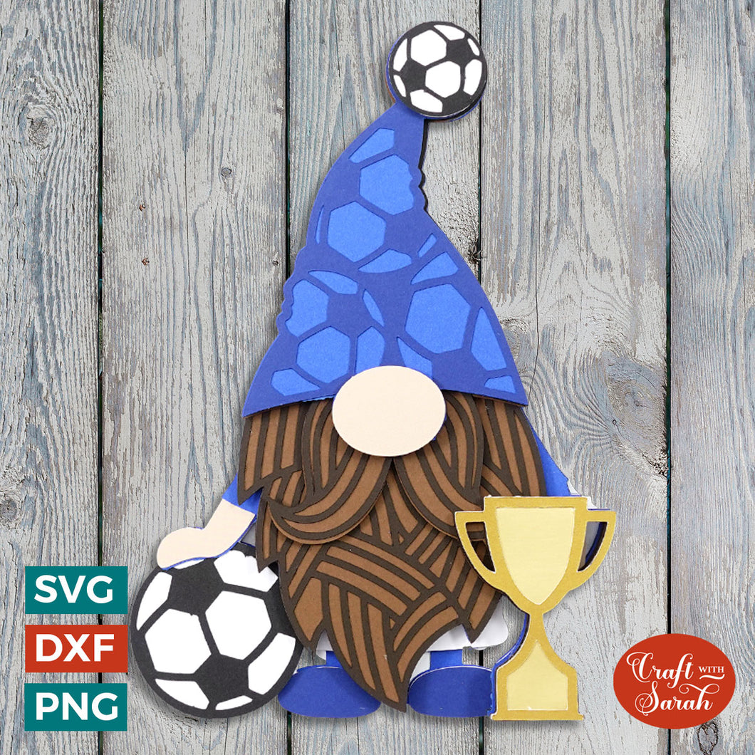 Soccer Gnome SVG | Layered Male Football Gnome Cut File