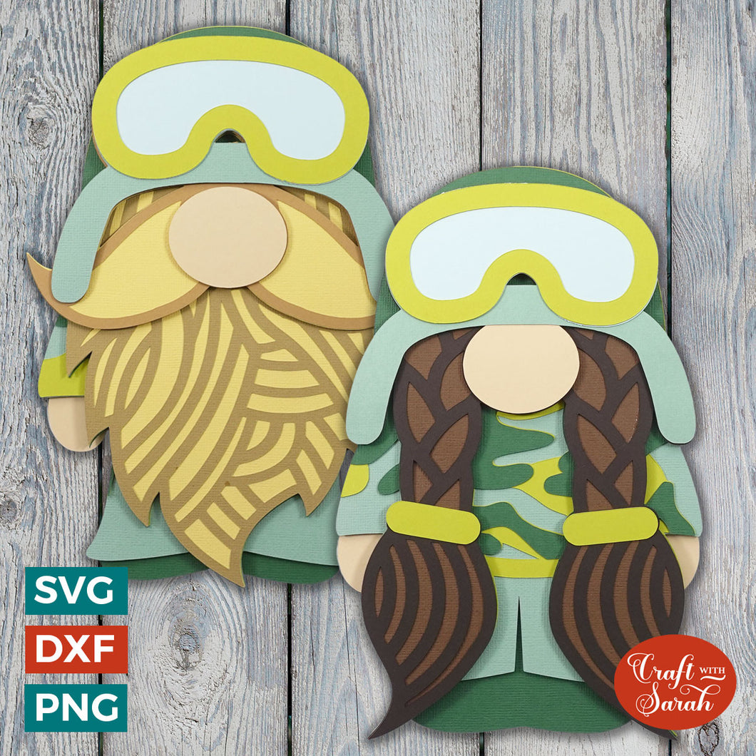 Soldier Gnome SVGs | Male & Female Layered Military Gnomes