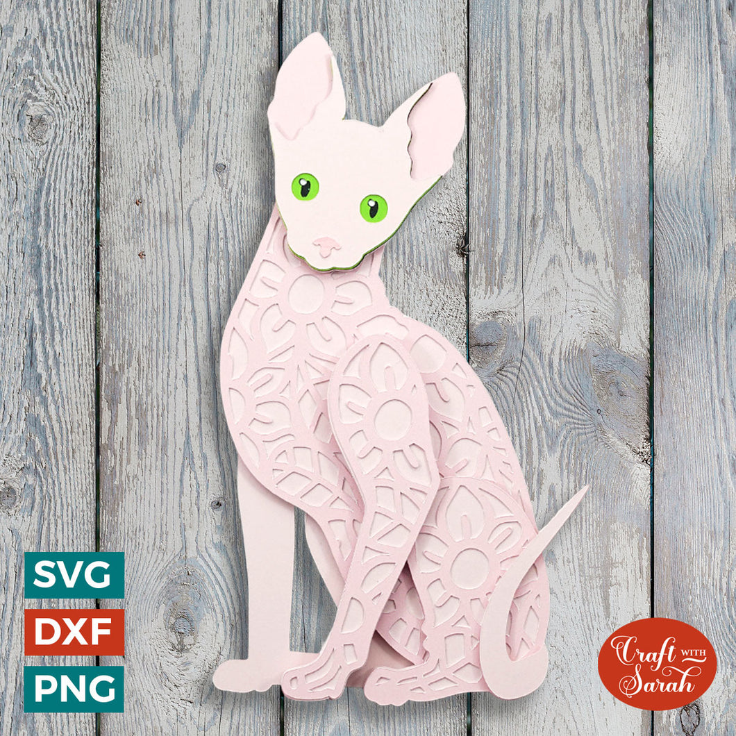Sphynx Cat SVG | Layered Hairless Cat Cutting File