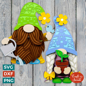 Spring Gnome SVGs | Layered Gardening Gnomes with Flowers